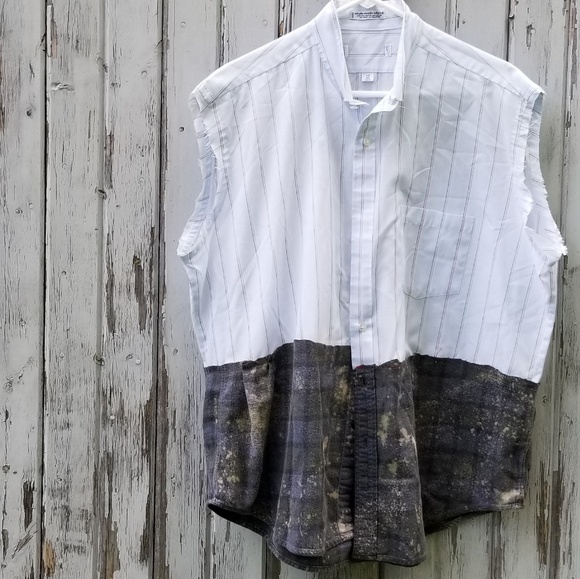 Unisex Muscle Flannel Shirt ArtWear Upcycled - Picture 1 of 4